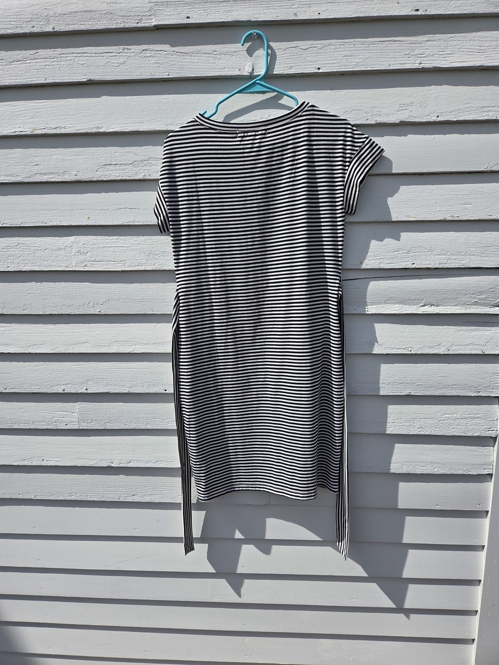 Classic Black & White Striped Midi Dress with Tie Back - Picture 5 of 9